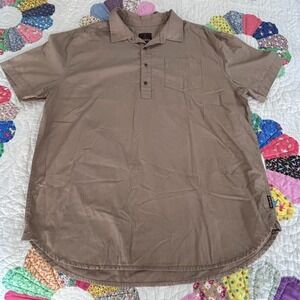 Mens Prana Organic Cotton Shirt SS Polo Beige Khaki XL